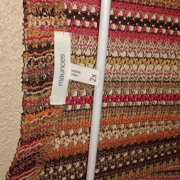 Maurices Open Knit Striped Multi Colored Boho Kimono/Swim Cover Festival… - Picture 4 of 6